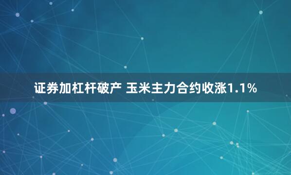 证券加杠杆破产 玉米主力合约收涨1.1%