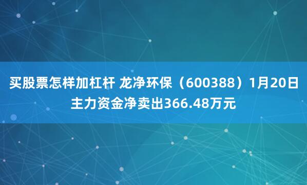 买股票怎样加杠杆 龙净环保（600388）1月20日主力资金净卖出366.48万元