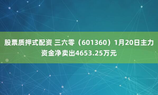 股票质押式配资 三六零（601360）1月20日主力资金净卖出4653.25万元