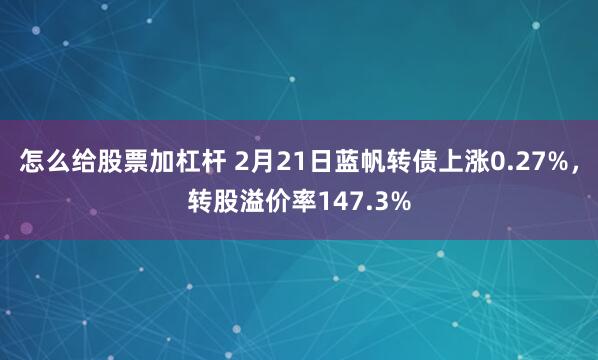 怎么给股票加杠杆 2月21日蓝帆转债上涨0.27%，转股溢价率147.3%